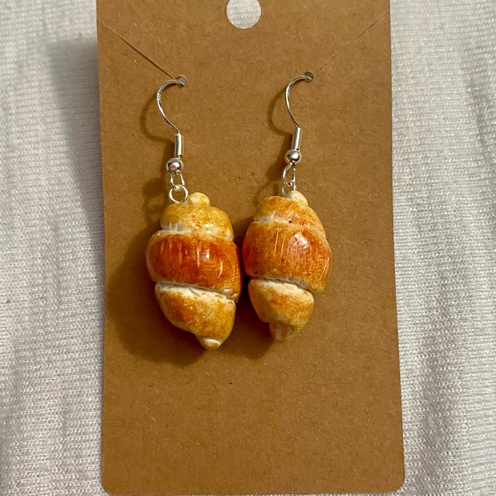 Beautiful fun miniatures food earrings!! Miniature bread shells earrings.